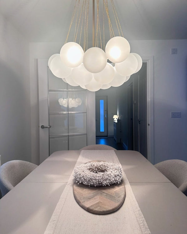 Thehouselights - Modern Hanging Glass Cluster Bubble Chandelier Light - Chandelier - 37 Bubbles - Gold