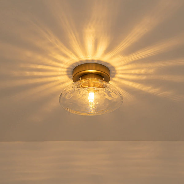 Thehouselights - Modern Oval Water Glass Flush Mount Ceiling - Ceiling Light - Brass - 