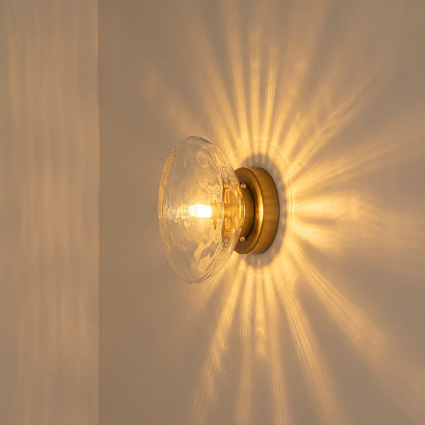 Thehouselights - Modern Oval Water Glass Flush Mount Ceiling - Ceiling Light - Brass - 