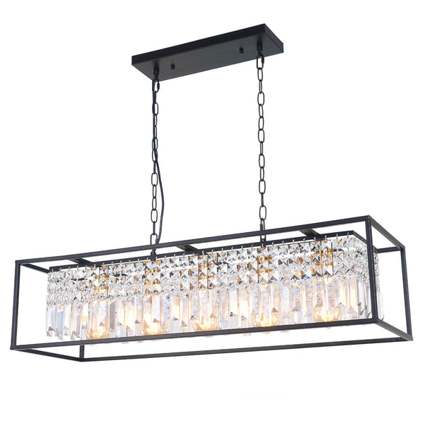 Thehouselights - Modern Rectangle Crystal Kitchen Island Chandelier - Chandelier - 