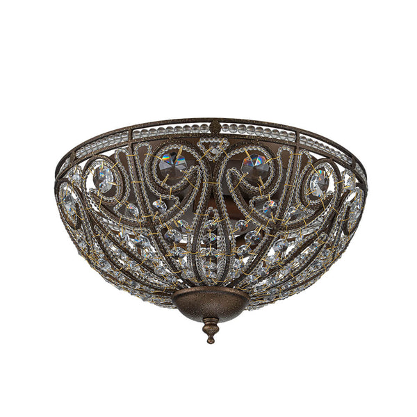 Thehouselights - Modern Roman 3 - Light Crystal Glass Flush Mount Chandelier - Ceiling Light - Bronze - 