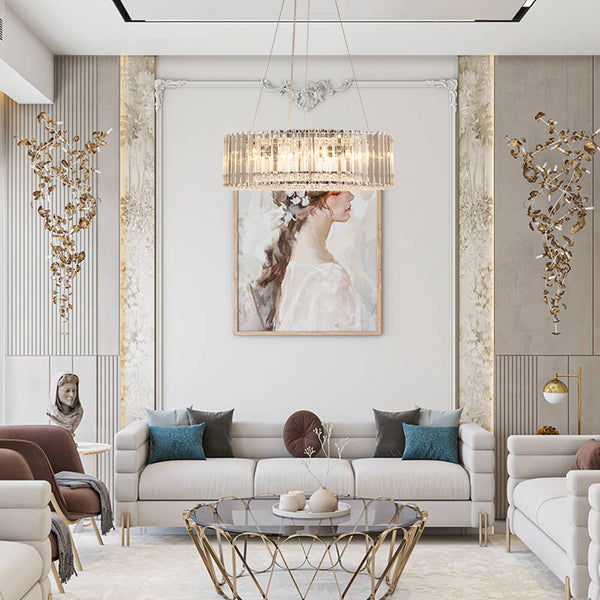 Thehouselights-Modern Round Crystal Chandelier-Chandelier--