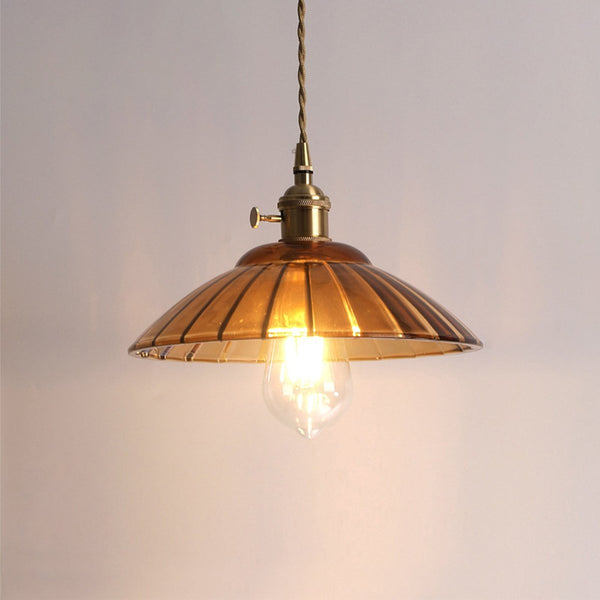 Thehouselights-Modern Textured Dome Glass 1-Light Pendant Light-Pendant-Amber-