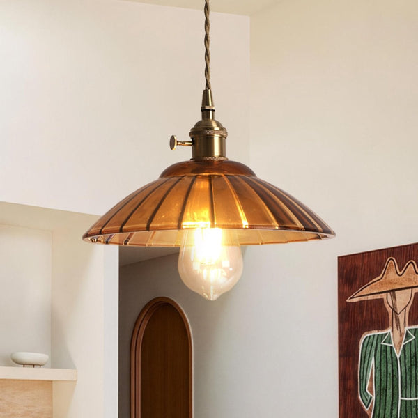 Thehouselights-Modern Textured Dome Glass 1-Light Pendant Light-Pendant-Amber-