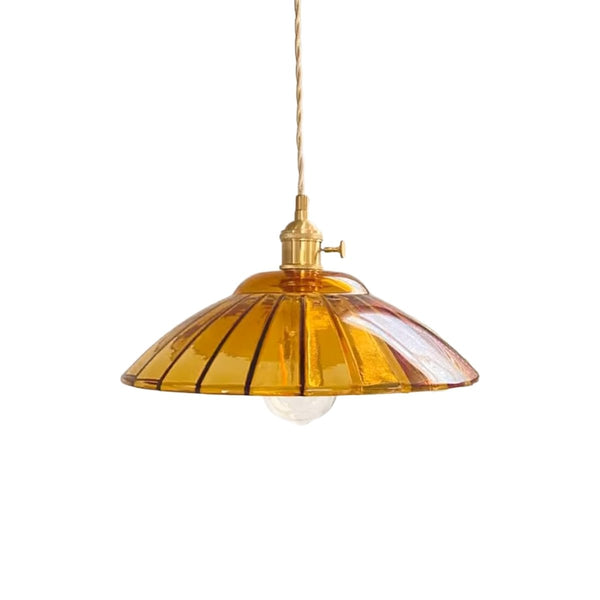 Thehouselights-Modern Textured Dome Glass 1-Light Pendant Light-Pendant-Amber-