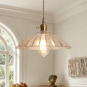 Thehouselights-Modern Textured Dome Glass 1-Light Pendant Light-Pendant-Clear-