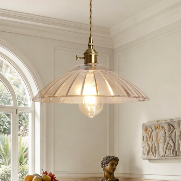 Thehouselights-Modern Textured Dome Glass 1-Light Pendant Light-Pendant-Clear-