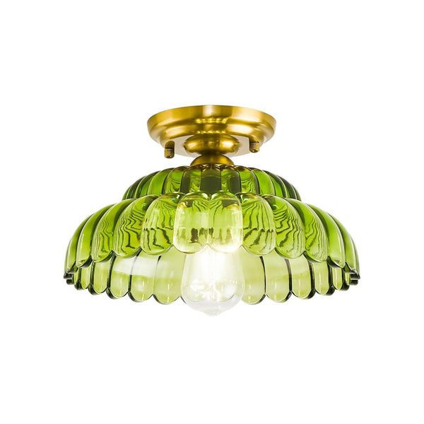 Thehouselights - Nordic Glass Lotus Dome Flush Mount Ceiling - Ceiling Light - Green - 