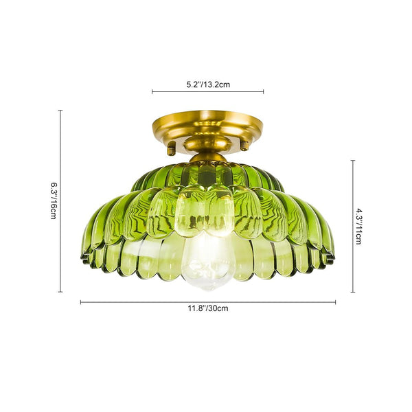 Thehouselights - Nordic Glass Lotus Dome Flush Mount Ceiling - Ceiling Light - Green - 