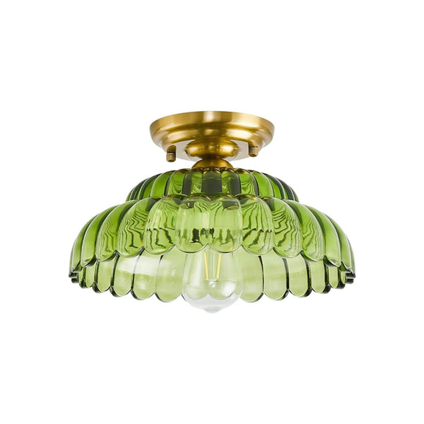Thehouselights - Nordic Glass Lotus Dome Flush Mount Ceiling - Ceiling Light - Green - 