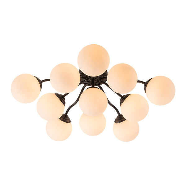 Thehouselights - Opal Glass Sputnik Bubble Semi Flush Chandelier - Chandelier - Black - 11 - Light