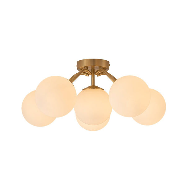 Thehouselights - Opal Glass Sputnik Bubble Semi Flush Chandelier - Chandelier - Black - 6 - Light