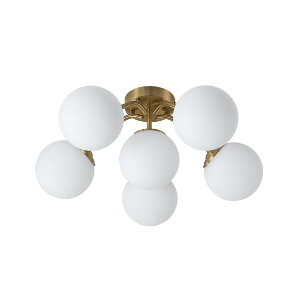 Thehouselights - Opal Glass Sputnik Bubble Semi Flush Chandelier - Chandelier - Black - 6 - Light