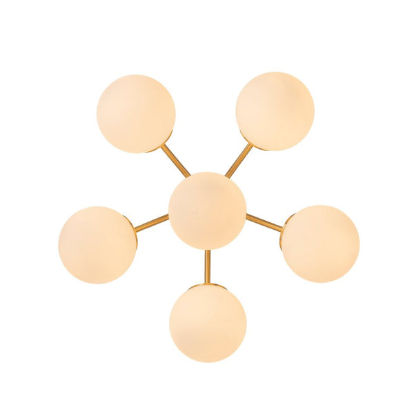 Thehouselights - Opal Glass Sputnik Bubble Semi Flush Chandelier - Chandelier - Black - 6 - Light