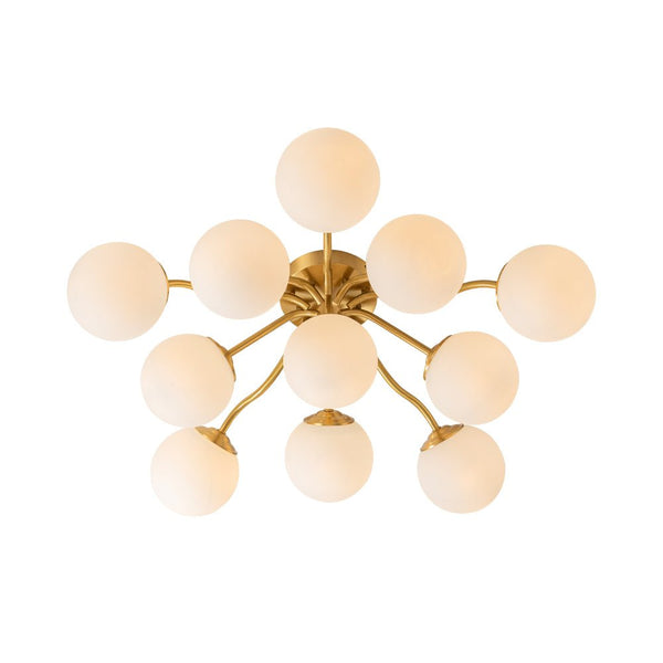 Thehouselights - Opal Glass Sputnik Bubble Semi Flush Chandelier - Chandelier - Brass - 11 - Light