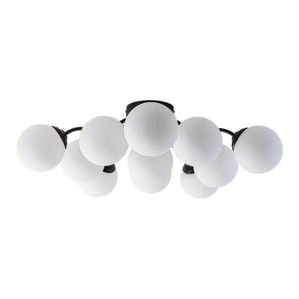 Thehouselights - Opal Glass Sputnik Bubble Semi Flush Chandelier - Chandelier - Brass - 11 - Light