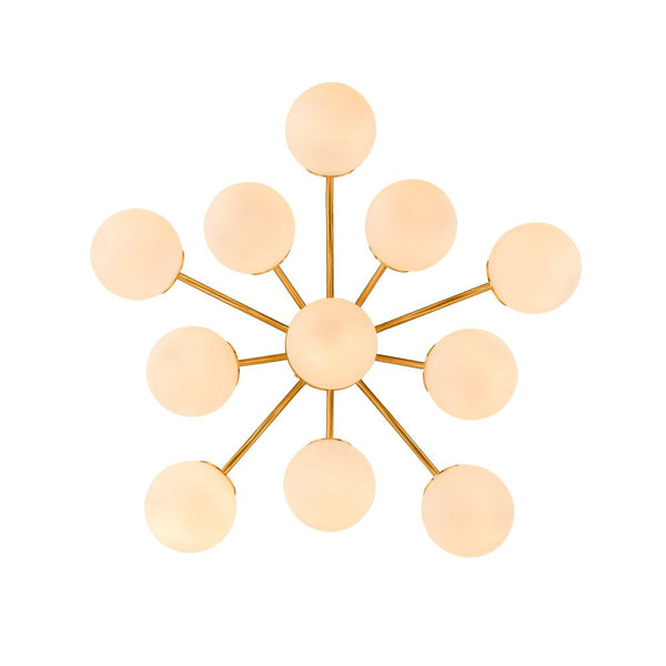 Thehouselights - Opal Glass Sputnik Bubble Semi Flush Chandelier - Chandelier - Brass - 11 - Light