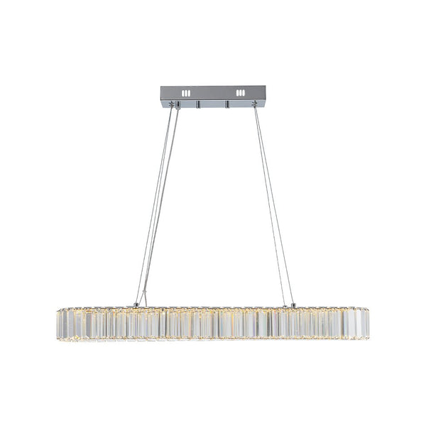Thehouselights - Oval Crystal Linear Island Chandelier - Chandelier - Chrome - 
