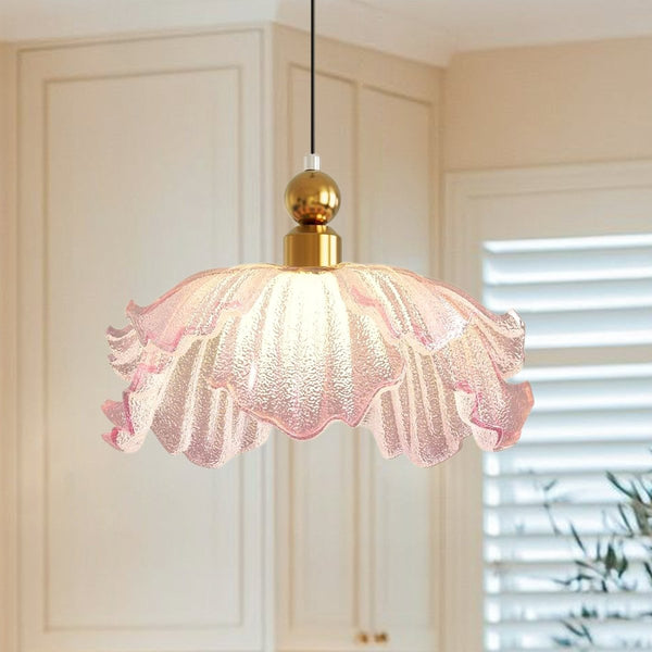 Thehouselights-Pink Floral Glass LED Pendant Lighting-Pendant-1-Light-