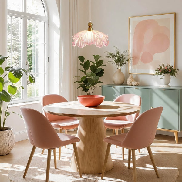 Thehouselights-Pink Floral Glass LED Pendant Lighting-Pendant-1-Light-