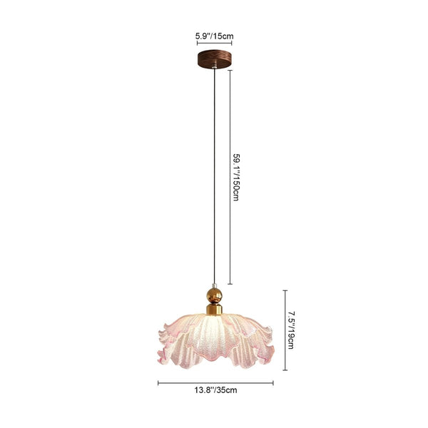 Thehouselights-Pink Floral Glass LED Pendant Lighting-Pendant-1-Light-