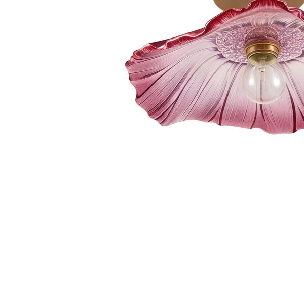 Thehouselights-Purple Lotus Floral Glass Semi Flush Mount-Ceiling Light-1-Light-