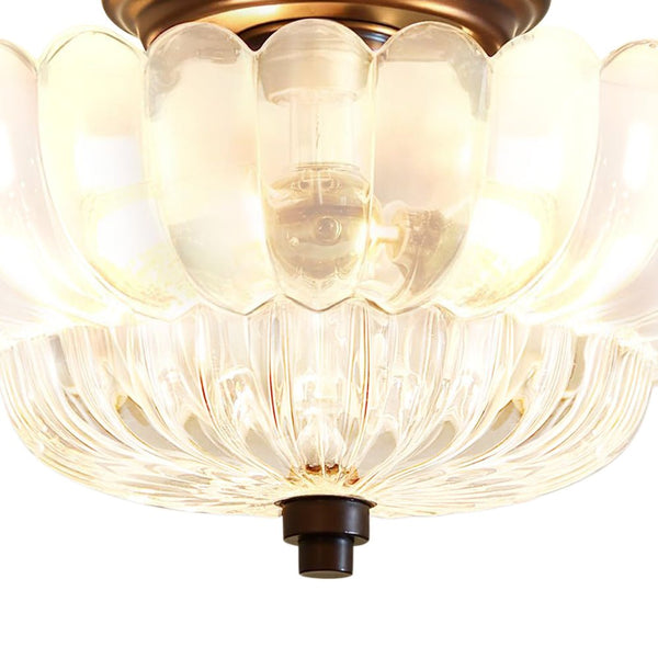 Thehouselights - Scalloped Glass Semi - Flush Mount Ceiling Light - Ceiling Light - Black & Clear Glass - 