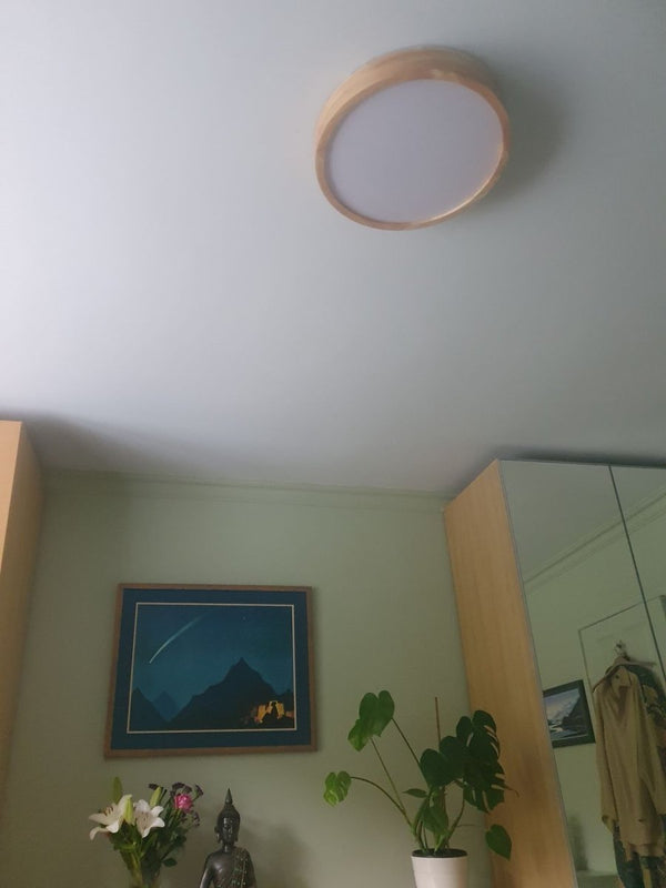 Thehouselights - Scandinavian Dimmable Wood LED Flush Mount Light - Flush Mount - 40 cm. - 