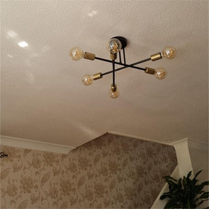 Thehouselights - Six - Light Sputnik Semi Flush Ceiling Light - Flush Mount - Black - 