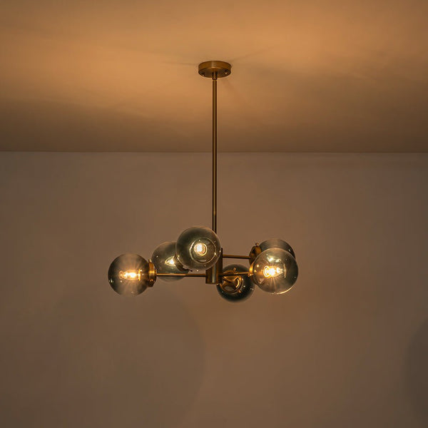Thehouselights - Sputnik Blue Glass Globe Bubble Chandelier - Chandelier - 6 - Light - 