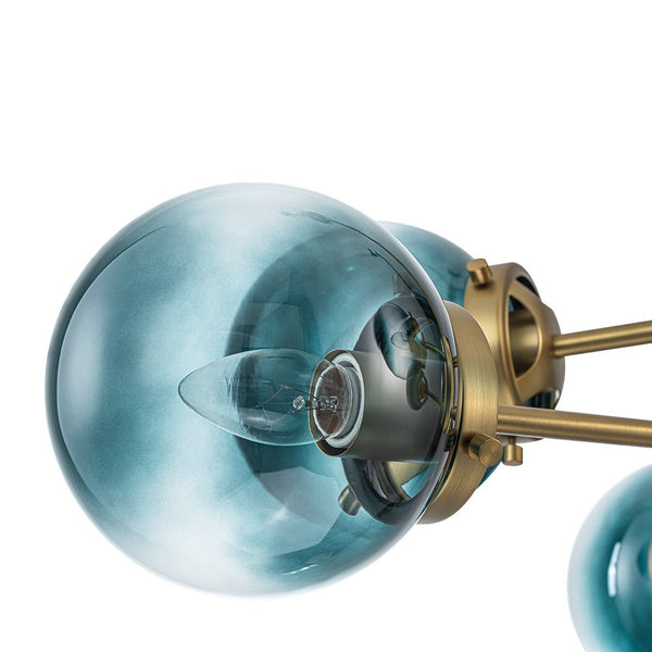 Thehouselights - Sputnik Blue Glass Globe Bubble Chandelier - Chandelier - 6 - Light - 