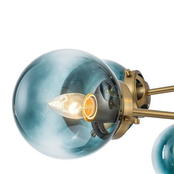 Thehouselights - Sputnik Blue Glass Globe Bubble Chandelier - Chandelier - 6 - Light - 