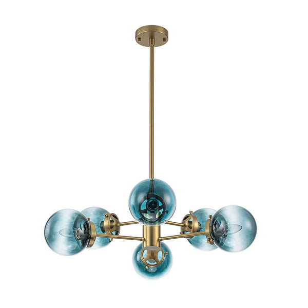 Thehouselights - Sputnik Blue Glass Globe Bubble Chandelier - Chandelier - 6 - Light - 