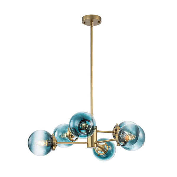 Thehouselights - Sputnik Blue Glass Globe Bubble Chandelier - Chandelier - 6 - Light - 