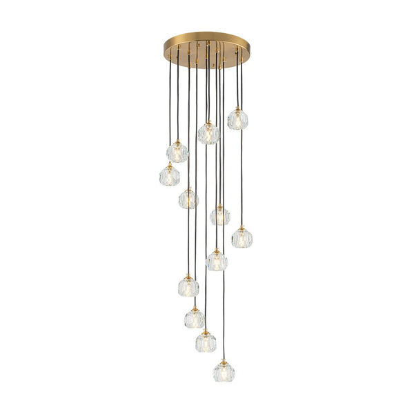 Thehouselights - Stairs Swirl Cluster Crystal Pendant Light - Pendant - 12Lt - 