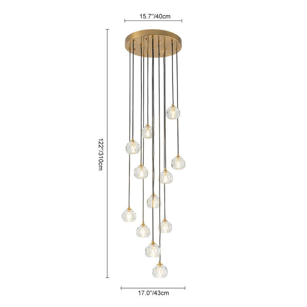 Thehouselights - Stairs Swirl Cluster Crystal Pendant Light - Pendant - 12Lt - 