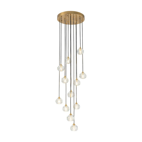 Thehouselights - Stairs Swirl Cluster Crystal Pendant Light - Pendant - 12Lt - 