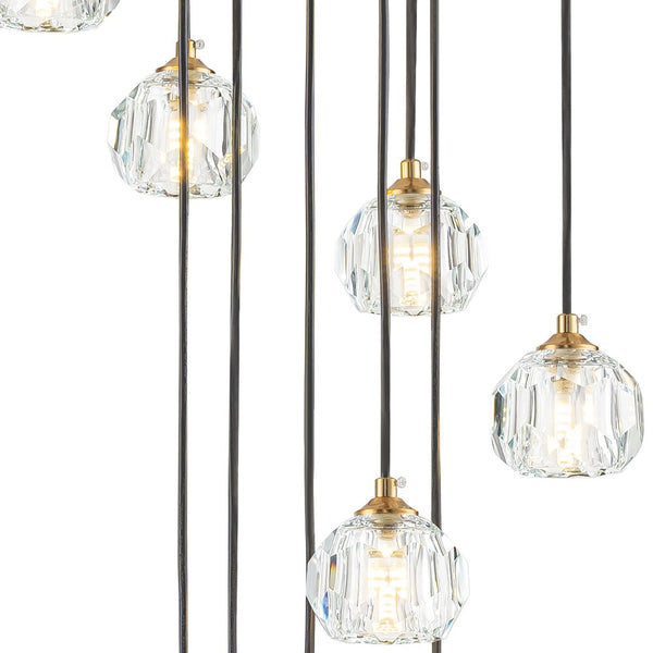 Thehouselights - Stairs Swirl Cluster Crystal Pendant Light - Pendant - 12Lt - 