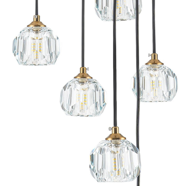 Thehouselights - Stairs Swirl Cluster Crystal Pendant Light - Pendant - 12Lt - 
