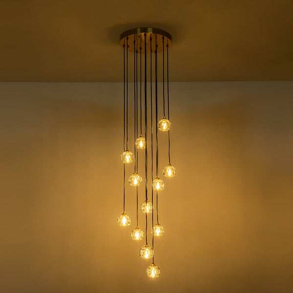 Thehouselights - Stairs Swirl Cluster Crystal Pendant Light - Pendant - 12Lt - 