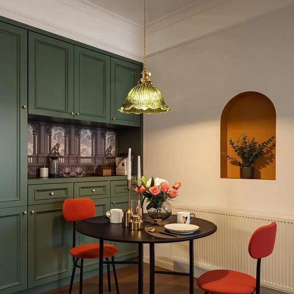 Thehouselights - Stylish Flower Strip Glass Pendant Light - Pendant - Green - 