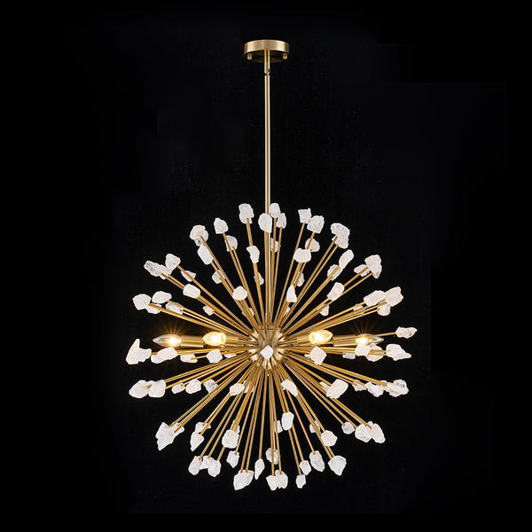 Thehouselights - Sunburst Sputnik Marble Dandelion Chandelier - Chandelier - Brass - 