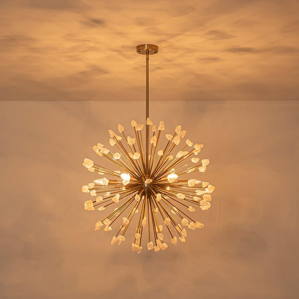 Thehouselights - Sunburst Sputnik Marble Dandelion Chandelier - Chandelier - Brass - 