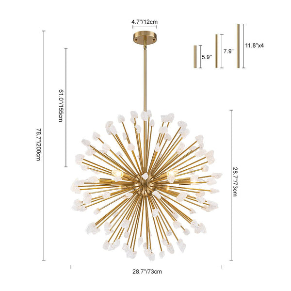 Thehouselights - Sunburst Sputnik Marble Dandelion Chandelier - Chandelier - Brass - 