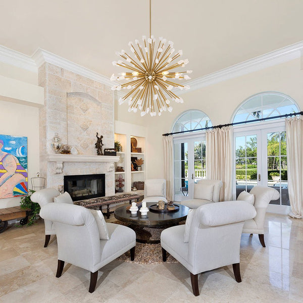 Thehouselights-Sunburst Sputnik Marble Dandelion Chandelier-Chandelier-Brass-