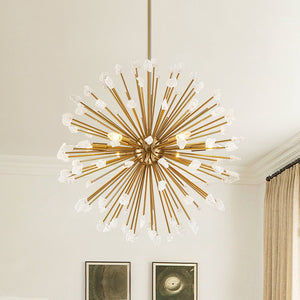Thehouselights-Sunburst Sputnik Marble Dandelion Chandelier-Chandelier-Brass-
