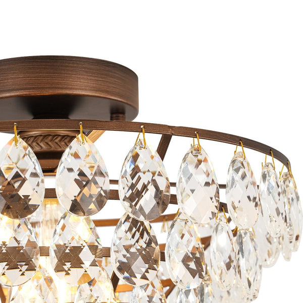 Thehouselights - Teardrop Crystal Tiered Flush Mount Ceiling Light - Ceiling Light - Black - 
