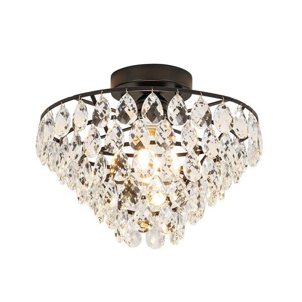 Thehouselights - Teardrop Crystal Tiered Flush Mount Ceiling Light - Ceiling Light - Black - 