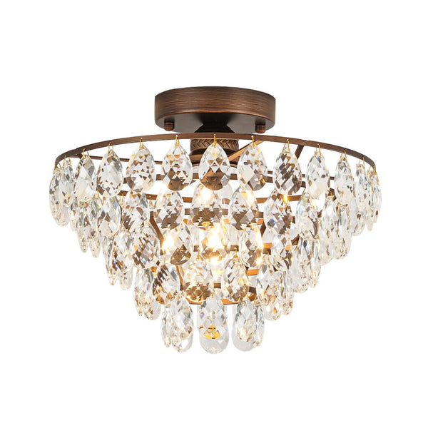 Thehouselights - Teardrop Crystal Tiered Flush Mount Ceiling Light - Ceiling Light - Black - 