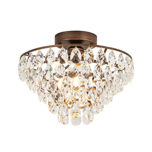 Thehouselights - Teardrop Crystal Tiered Flush Mount Ceiling Light - Ceiling Light - Black - 